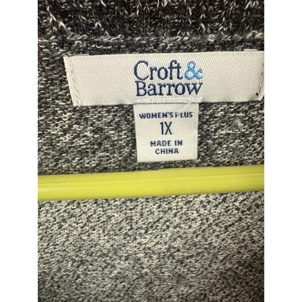 Croft & Barrow Womens Plus 1X Grey Ombre Boat Neck 3/4 Sleeve Knit Sweater NWT